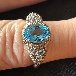 Sterling Silver Blue Topaz and Silver  Ring (size 7)